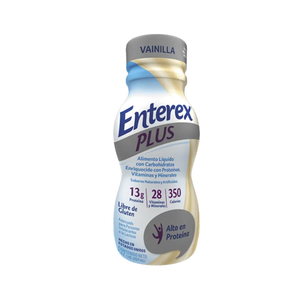 Enterex Plus 237 ml, alimento líquido sabor vainilla en botella