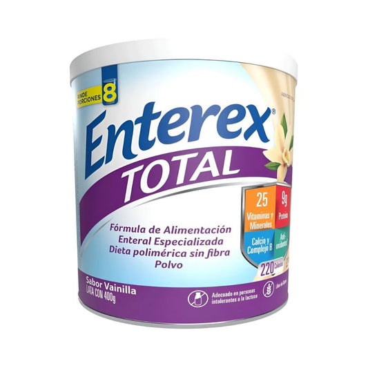 Enterex Total polvo 400 g sabor vainilla y frutilla en envase cilíndrico