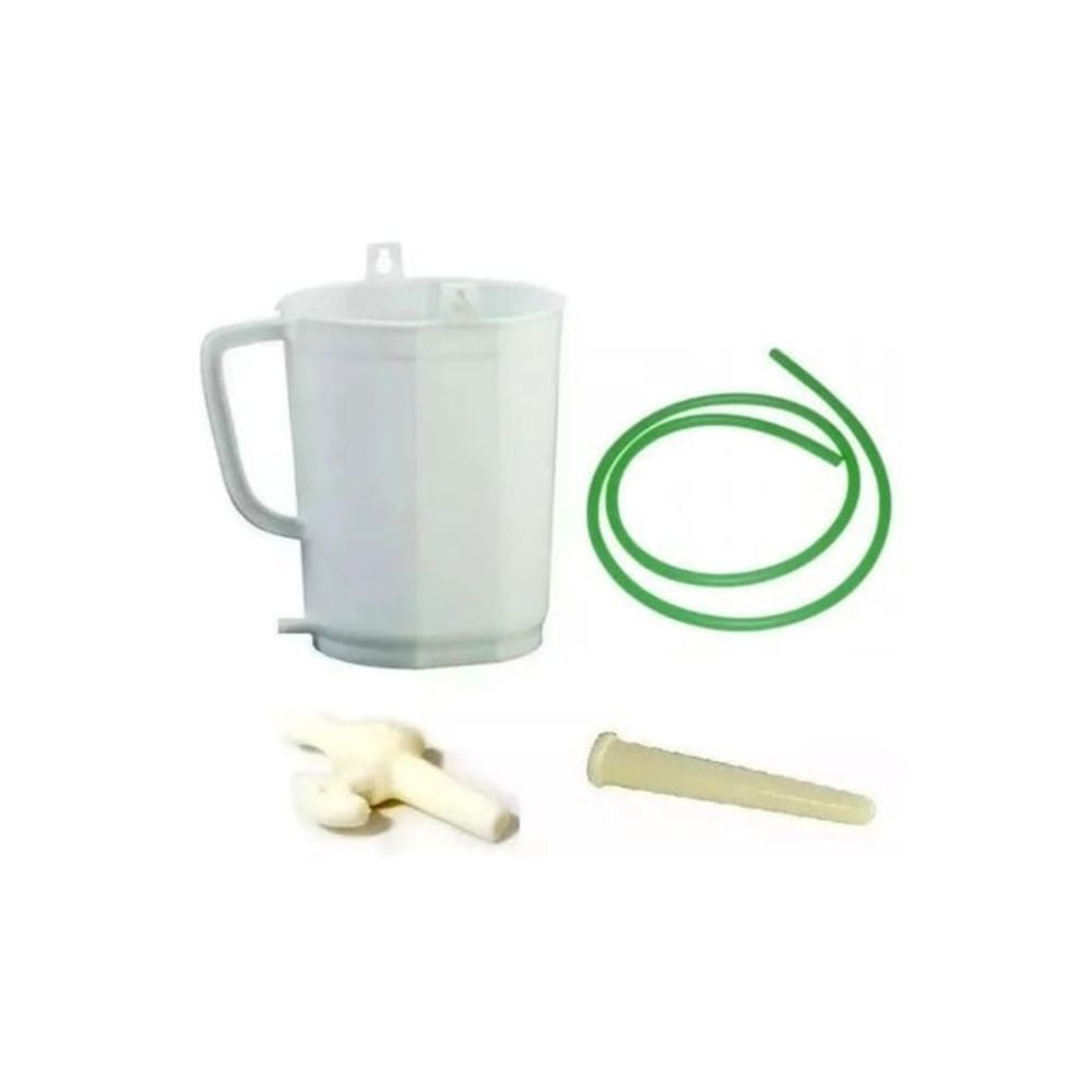 Irrigador completo plástico 2 L: vaso con asa, manguera y boquilla