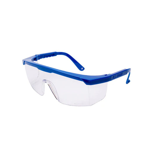 Antiparras antiempañante con marco azul y lentes transparentes