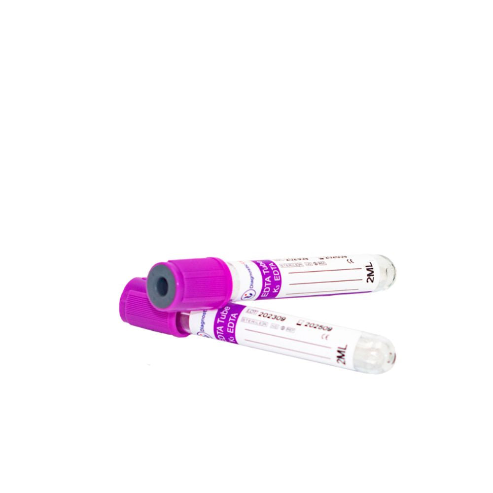 Tubo con tapa lila, rotulación EDTA, 2 ml