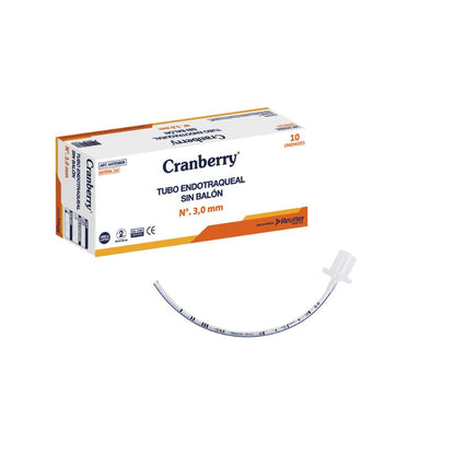 Tubo endotraqueal sin balón S-balon N° 3,0 mm; tubo transparente con marcas
