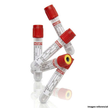 Tubo con tapa roja Vacuette, tubos de cuerpo transparente con etiquetas blancas