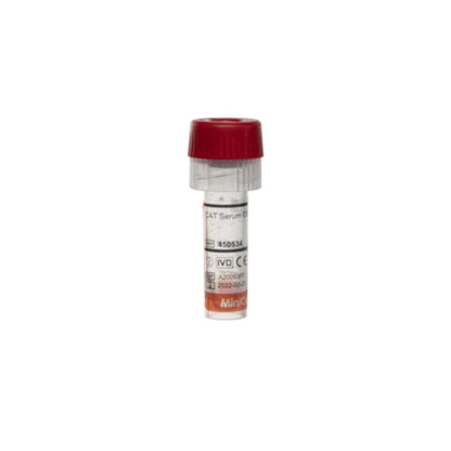 Mini Collect 1 ml con tapa roja y cuerpo transparente, etiqueta lateral visible