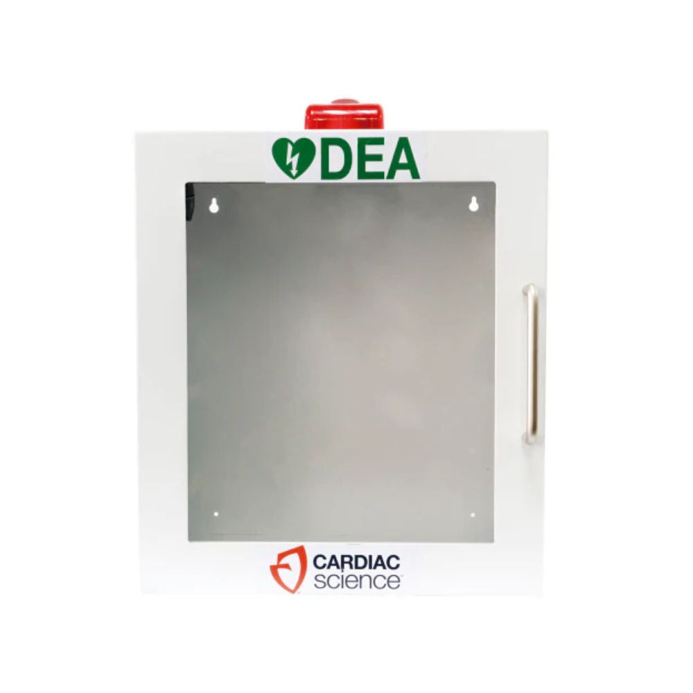 Gabinete de pared para desfibrilador con puerta transparente y letrero DEA