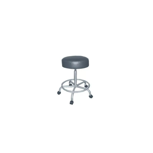 Piso giratorio con asiento redondo esmaltado y base metálica con ruedas