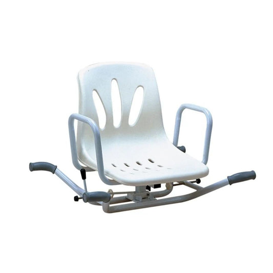 Silla giratoria P-tina con asiento perforado y reposabrazos, base con palancas