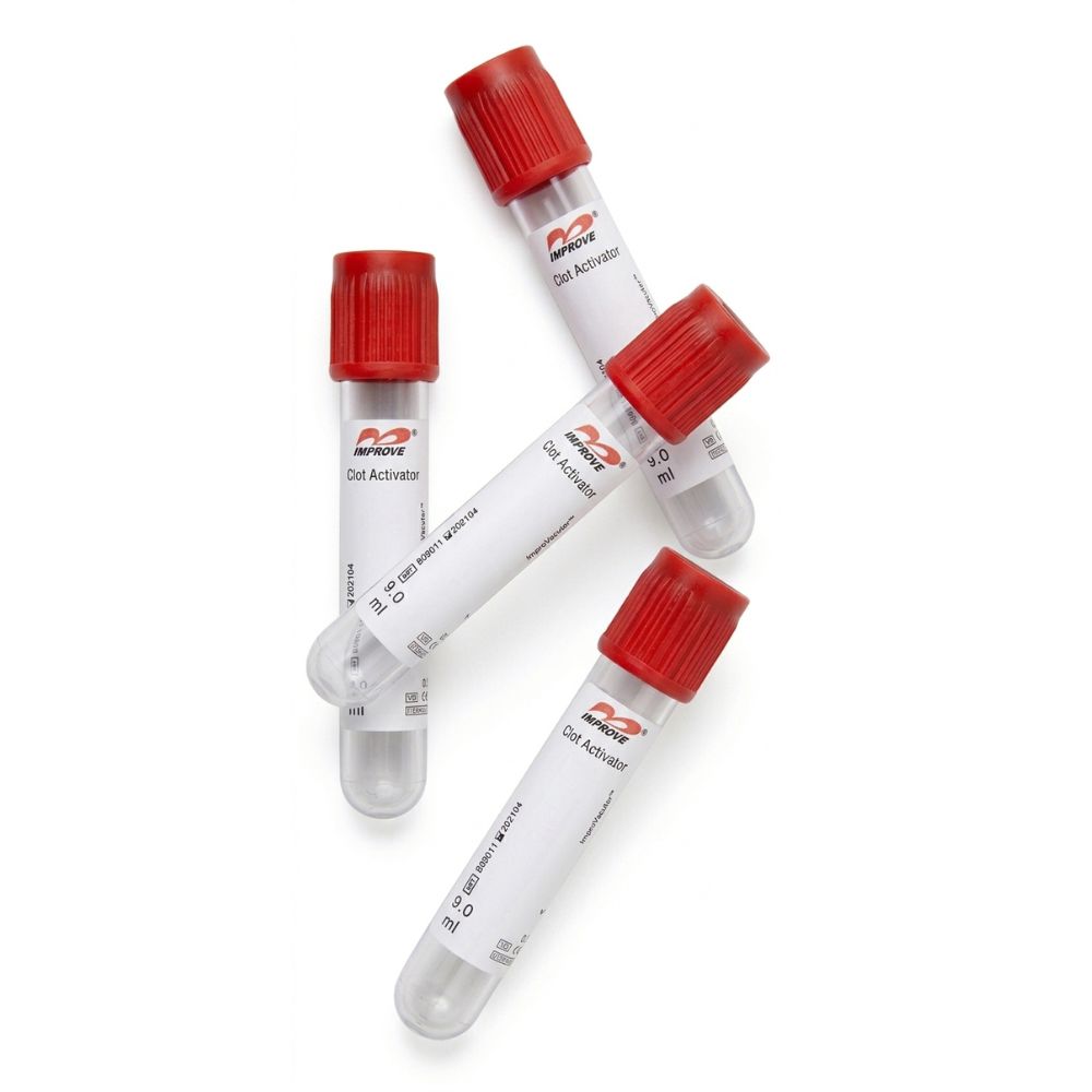 Tubo con tapa roja 9 ml, varios tubos de recolección con cuerpo transparente