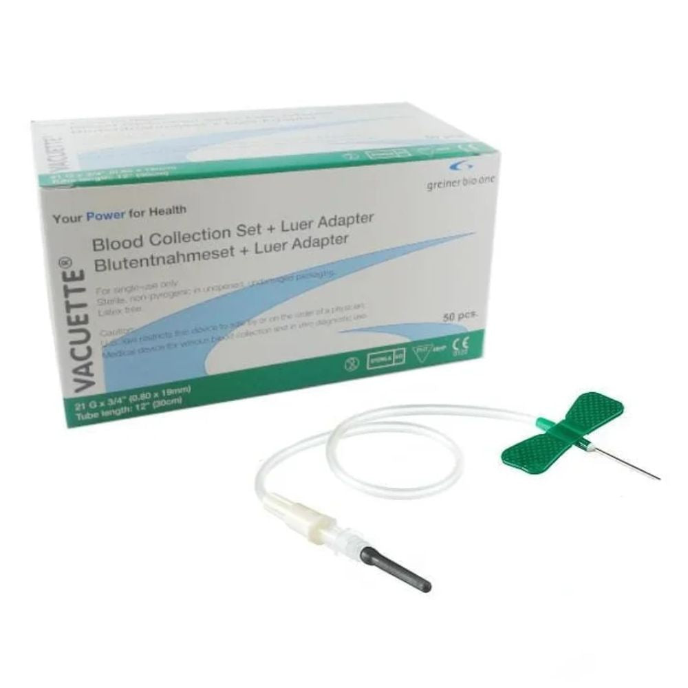 Mariposa al vacío con adaptador Luer y tubos, set Vacuette