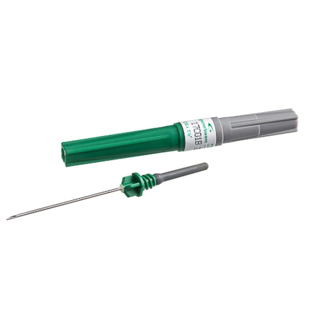 Aguja Vacuette múltiple con capuchón verde y punta metálica