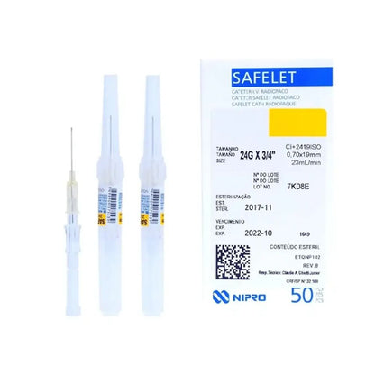 Catéter intravenoso con conector amarillo, dos unidades, cuerpo transparente