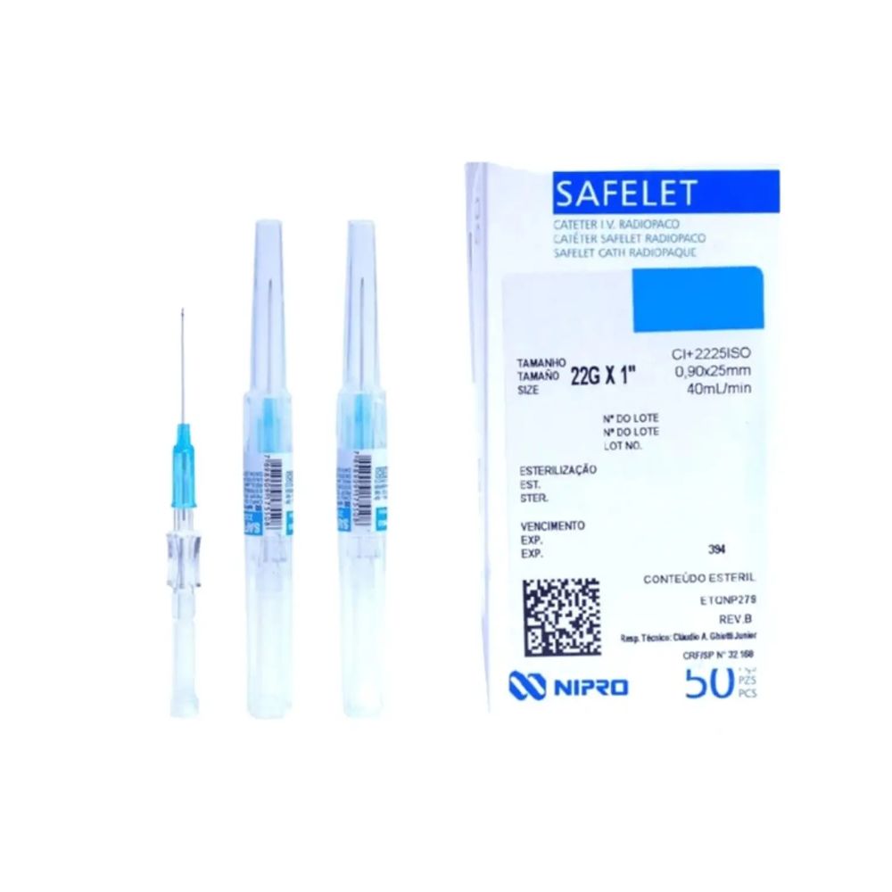 Catéter intravenoso con conector azul, dos unidades, tubos transparentes