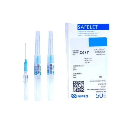 Catéter intravenoso con conector azul, dos unidades, tubos transparentes
