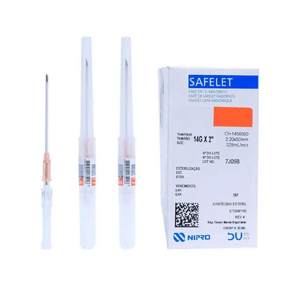 Catéter intravenoso con conector rosa, dos unidades, cuerpo transparente