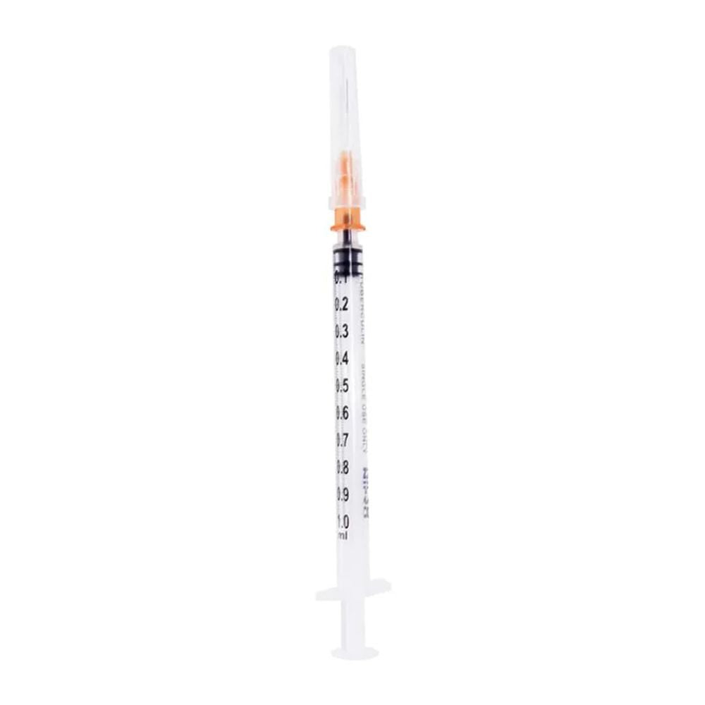 Jeringa desechable Nipro 1 cc Tuberculina con escala 0.2–1.0 mL y émbolo