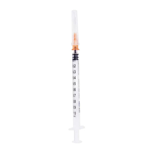 Jeringa desechable Nipro 1 cc Tuberculina con escala 0.2–1.0 mL y émbolo