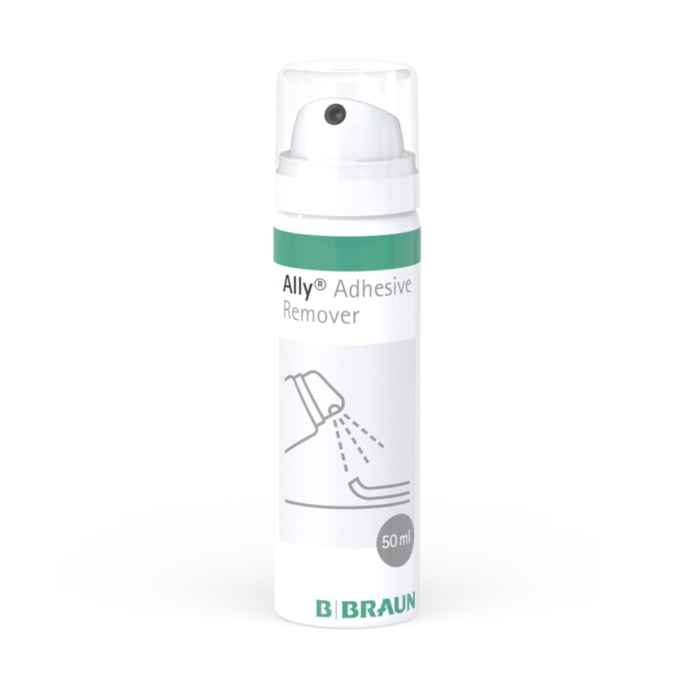 Ally Adhesive Remover 50 ml Flasche mit Dosierspender, weiß/grünem Etikett