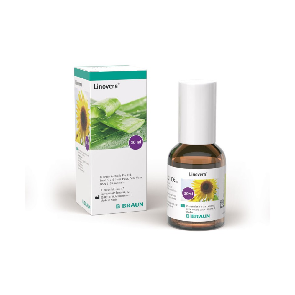 Linovera 30 ml: flacone marrone con etichetta e scatola