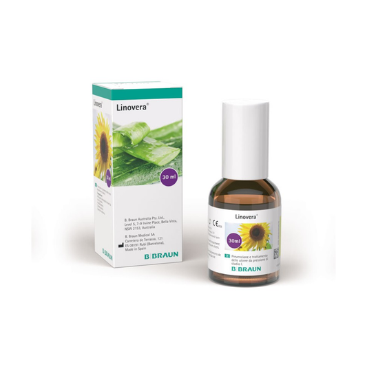 Linovera 30 ml: flacone marrone con etichetta e scatola