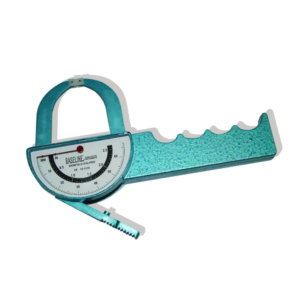 Caliper de medición de pliegue cutáneo turquesa con dial y regla