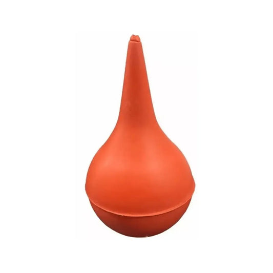 Pera de goma naranja con forma de pera y punta superior