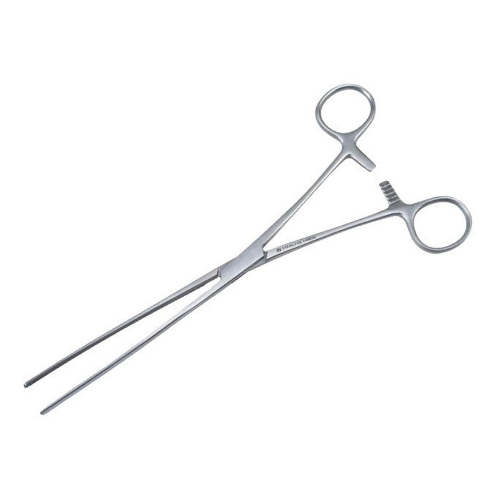 Pinza Doyen 24 cm con anelli per le dita, pinza curva metallica