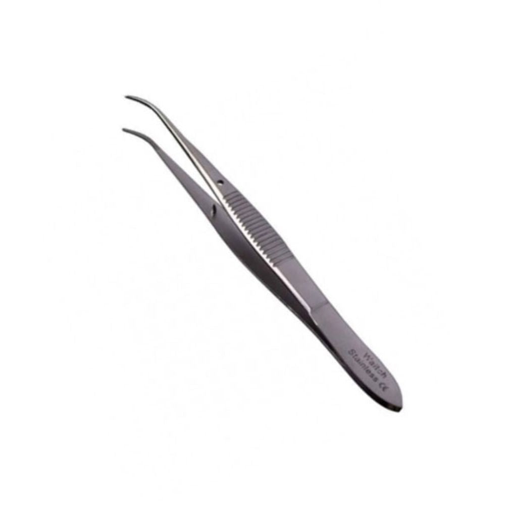Pinza Iris Curva 10 cm, pinza quirúrgica curvada metálica