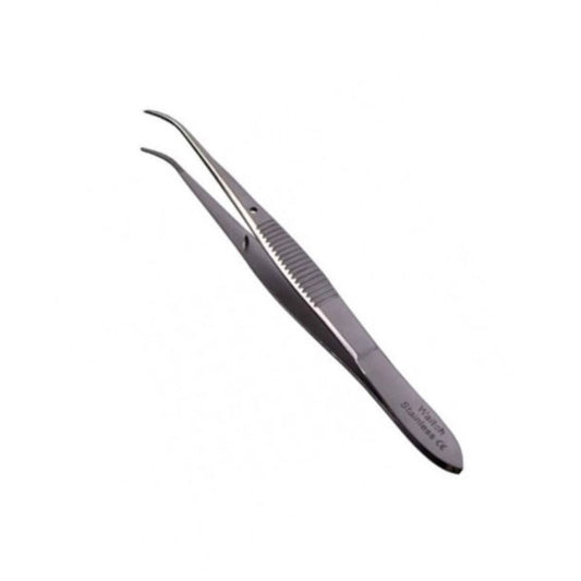 Pinza Iris Curva 10 cm, pinza quirúrgica curvada metálica