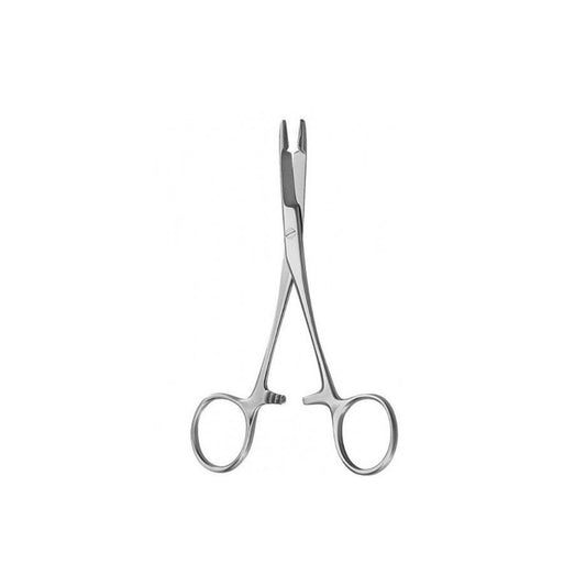 Porta aguja Olsen de acero inoxidable, 14 cm, pinza con puntas