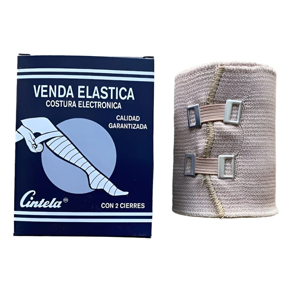 Venda de compresión alta enrollada, tejido gris, con 2 cierres ajustables