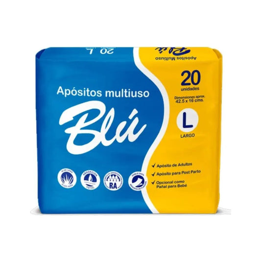 Apósito multiuso Blí, paquete de 20 unidades, talla L, azul y amarillo