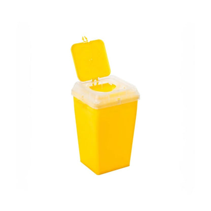 Contenedor residuos 1.5 L E-1 amarillo con tapa abierta y abertura superior