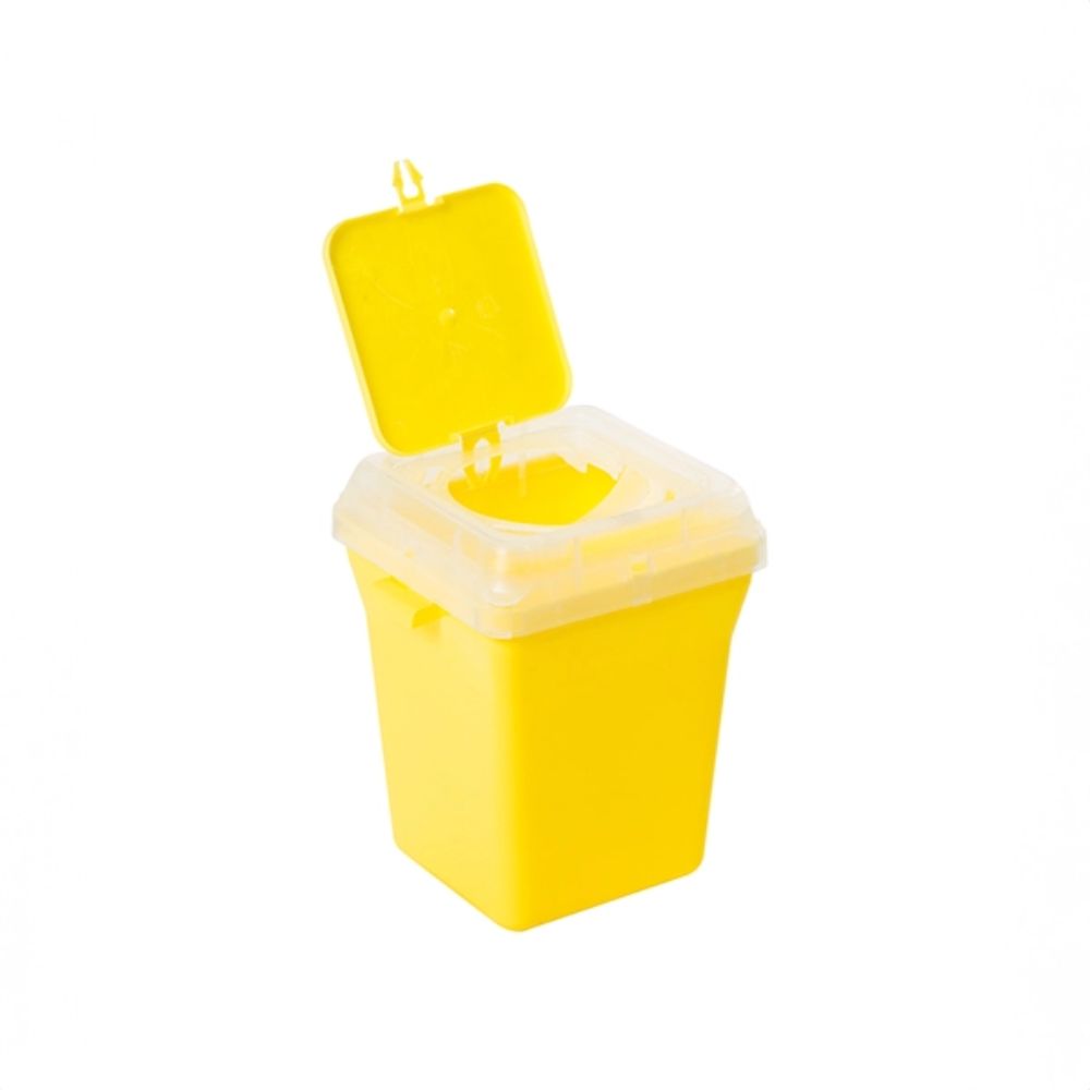 Contenedor residuos 1.5 L E-1 amarillo con tapa abatible y base cuadrada