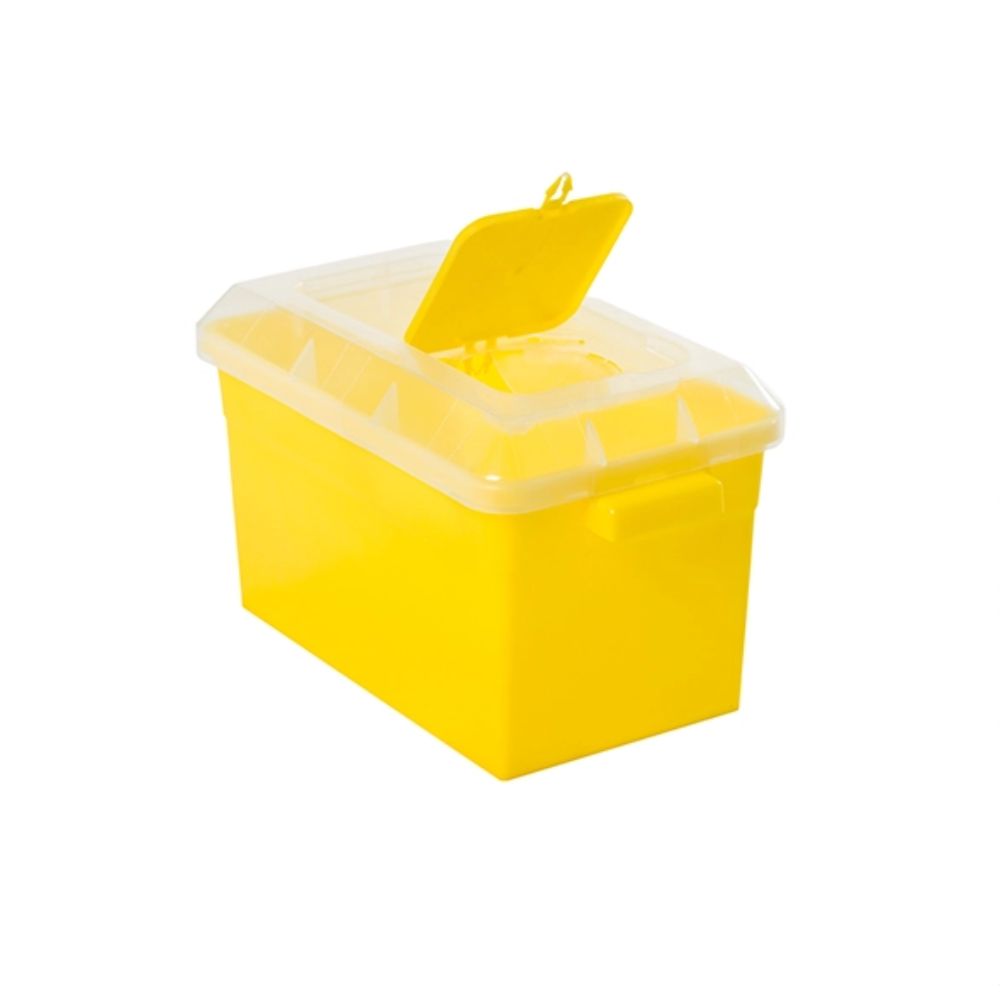 Contenedor residuos 1.5 L E-1 amarillo, tapa transparente y tapa abatible