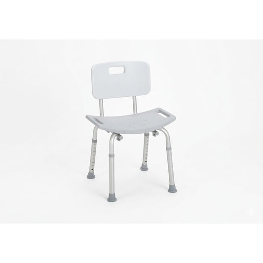 Silla de ducha con respaldo, asiento acolchado y patas ajustables