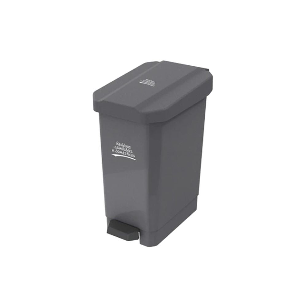 Contenedor plástico 44 L con tapa abatible y pedal, color oscuro