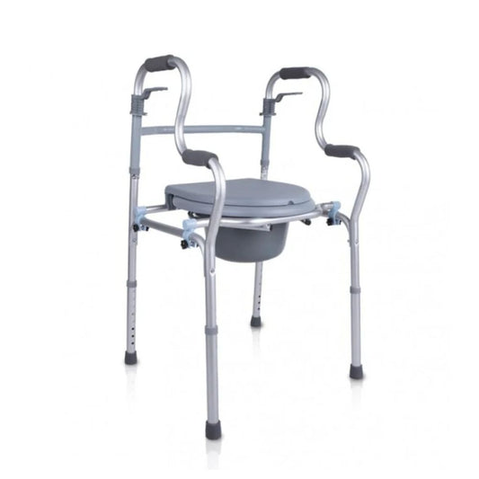 Andador plegable tipo burrito con baño: asiento acolchado y soporte para brazos