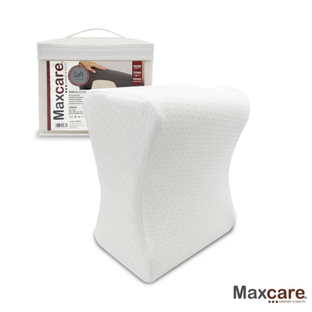 Separador de rodilla Maxcare, cojín de espuma blanca con textura y forma de cuña