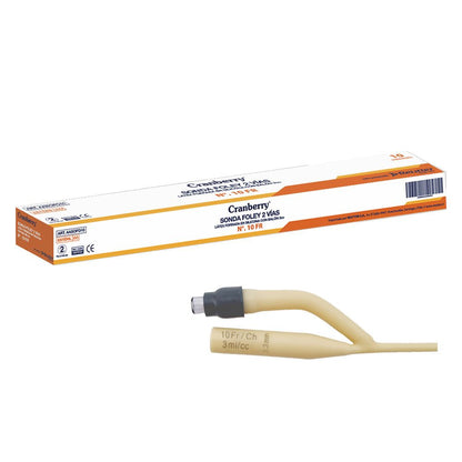 Sonda Foley 2 vías 10 Fr con balón 5 CC, catéter amarillo y punta gris/negra
