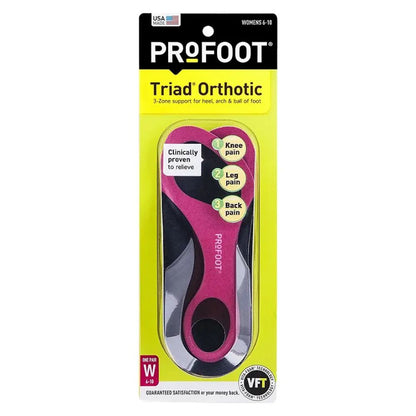 Plantilla Tricomfort Profoot rosa y negra, soporte de zonas del pie