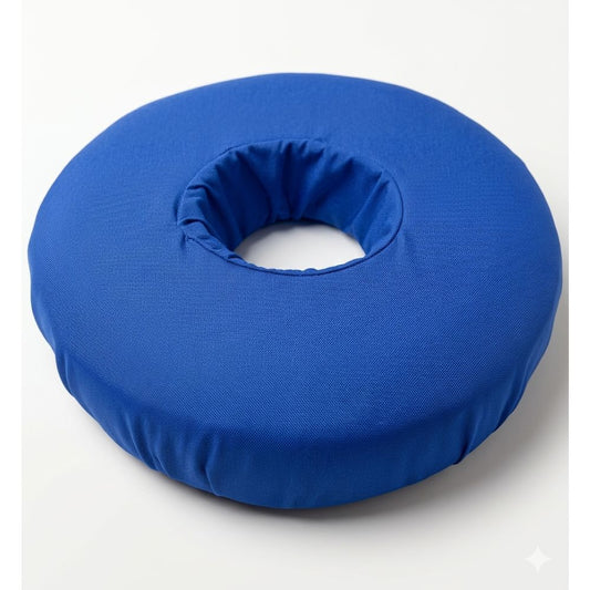 Pícaro de espuma con funda azul en forma de anillo, con orificio central