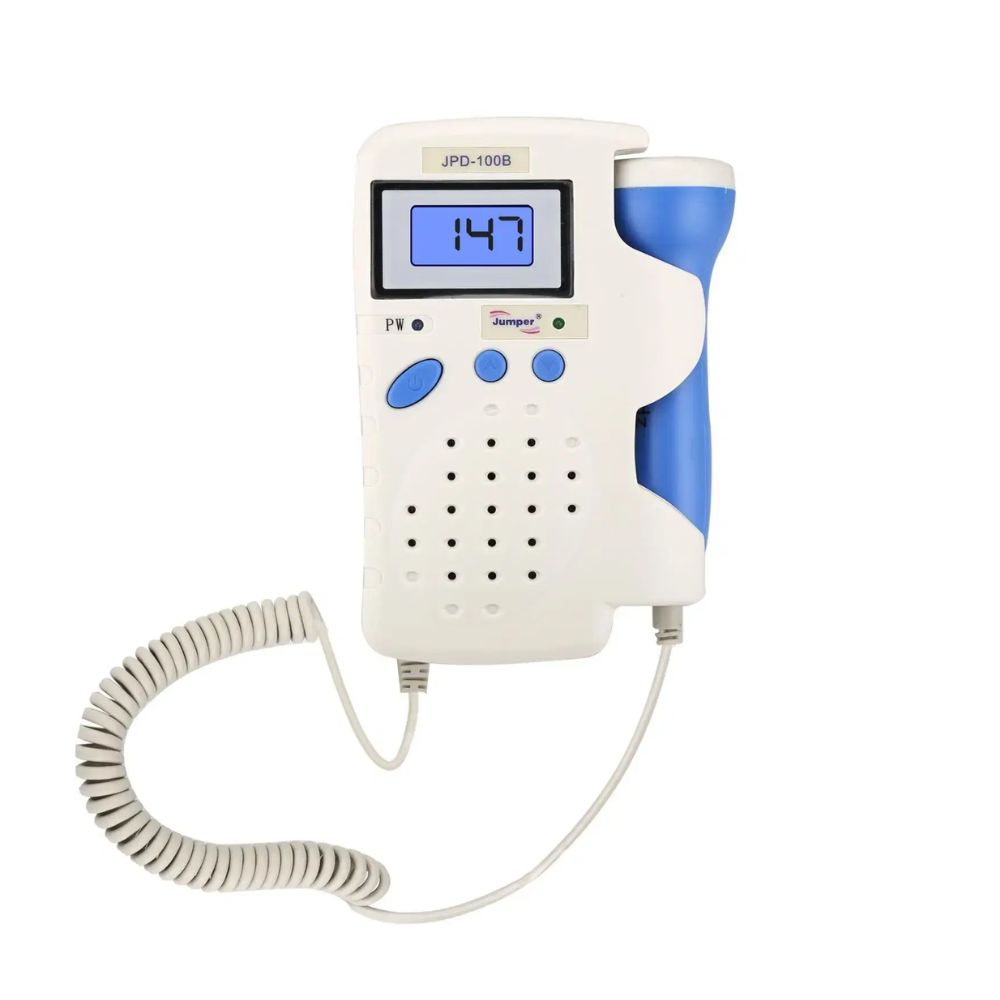 Detector de latidos fetales JPD-100B con pantalla LCD y sonda azul