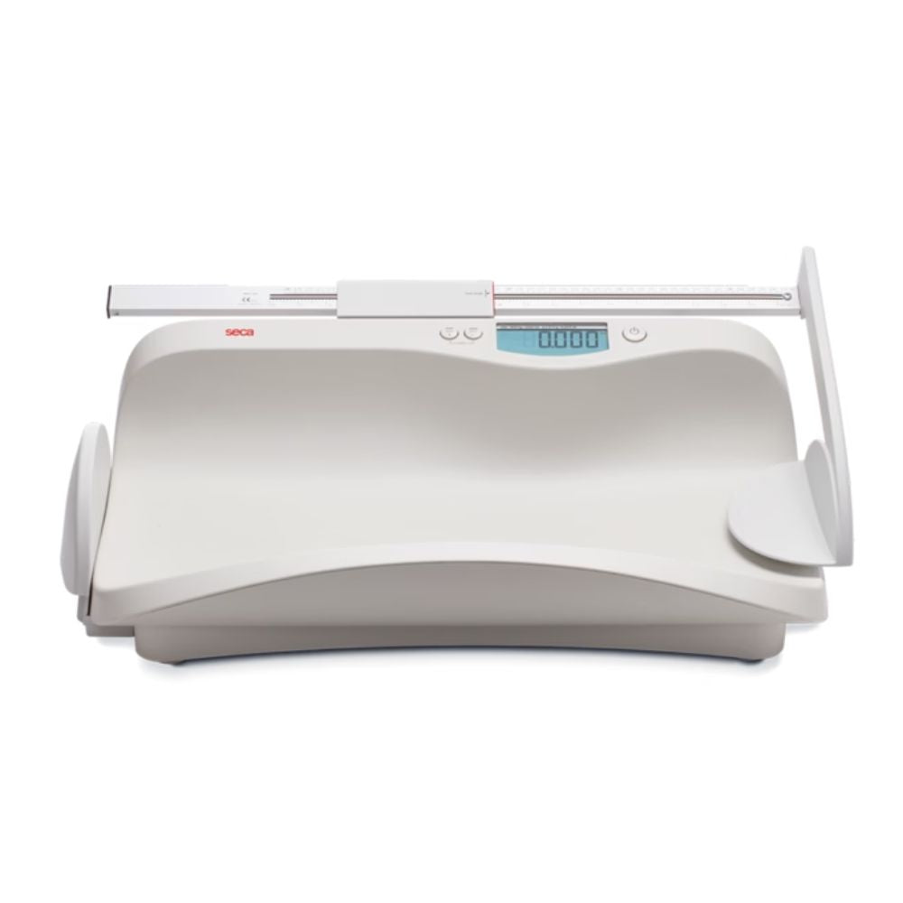 Balanza pediátrica 374 inalámbrica con pantalla y controles, vista frontal
