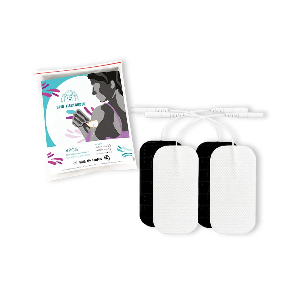 Electrodo TENS 5x9 cm: set de 4 parches rectangulares con adhesivo