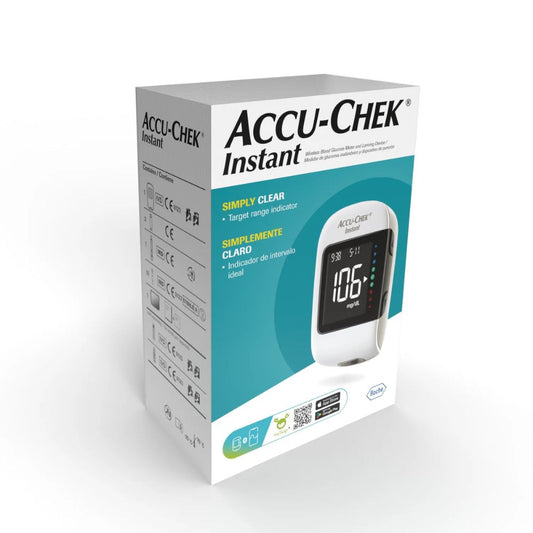 Glucometro Accu-Chek Instant en caja con pantalla 100 mg/dL