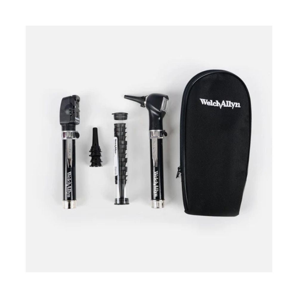 Welch Allyn Pocket-junior 95001 set with black carrying case and otoscope tools