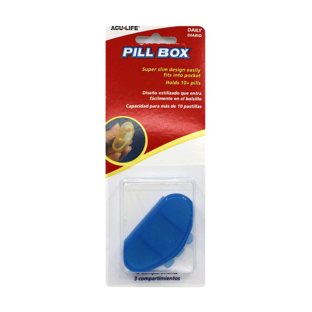 Pildorero Diario C-compart 400461, estuche azul de 3 compartimentos para pastillas.
