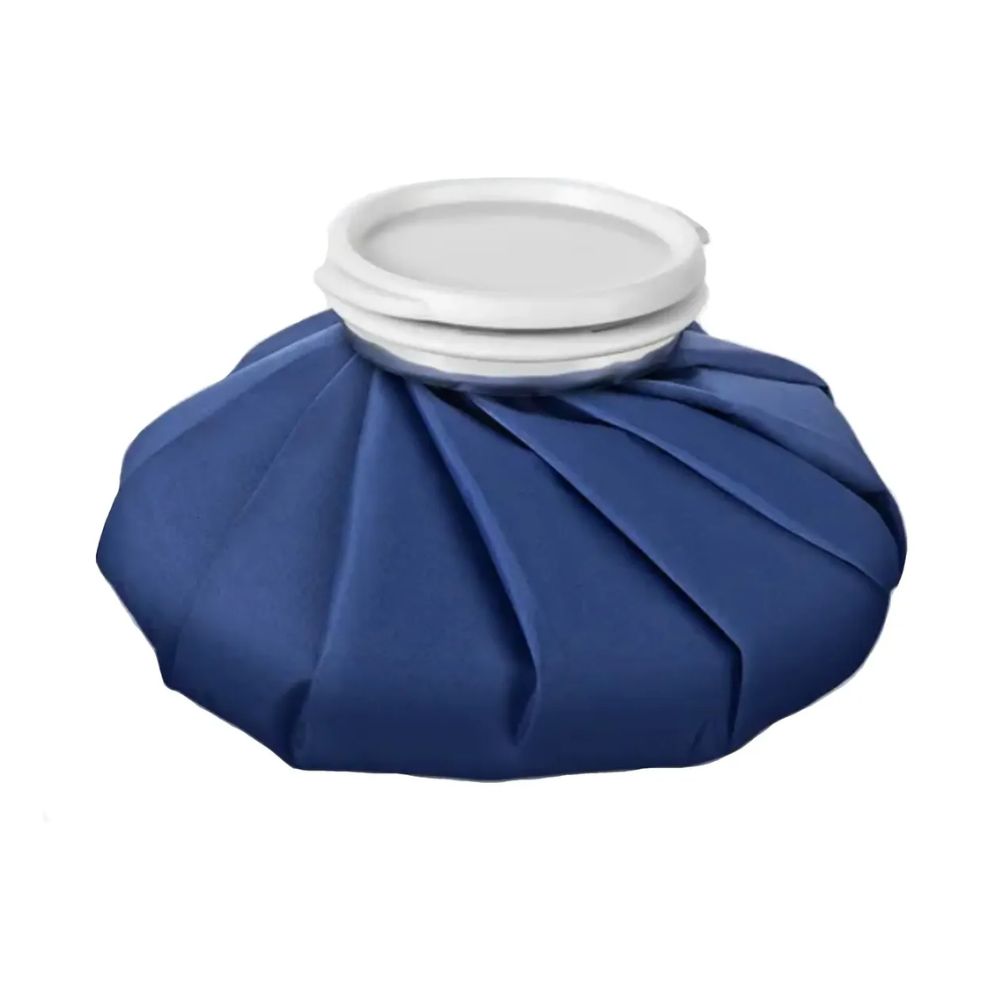 Bolsa para hielo azul con funda acolchada y cuello blanco
