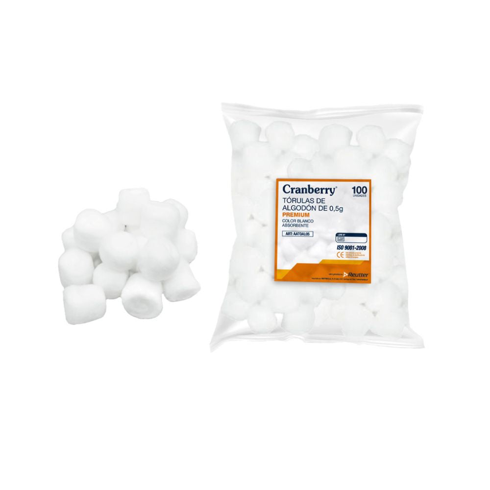 Torulas de algodón blanco en bolsa, 0,5 g (100 unidades)