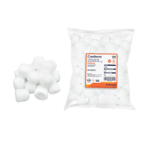 Torulas de algodón blanco en bolsa, 1 g (100 unidades)